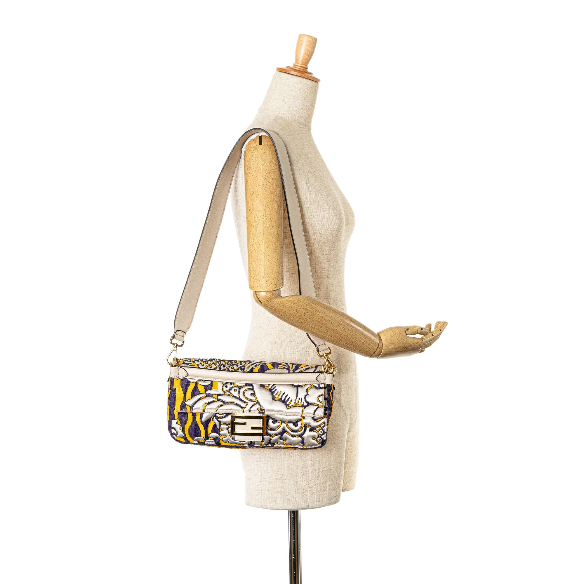 Beaded Satin Baguette Satchel
