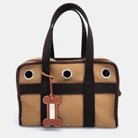 Beige/Brown Canvas Pet Carrying Bag