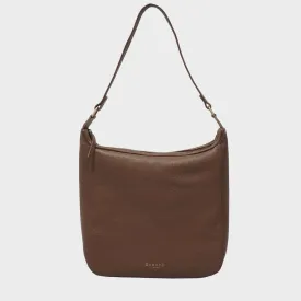 'BIANCA' Tan Pebble Grain Leather Slouchy Hobo Bag