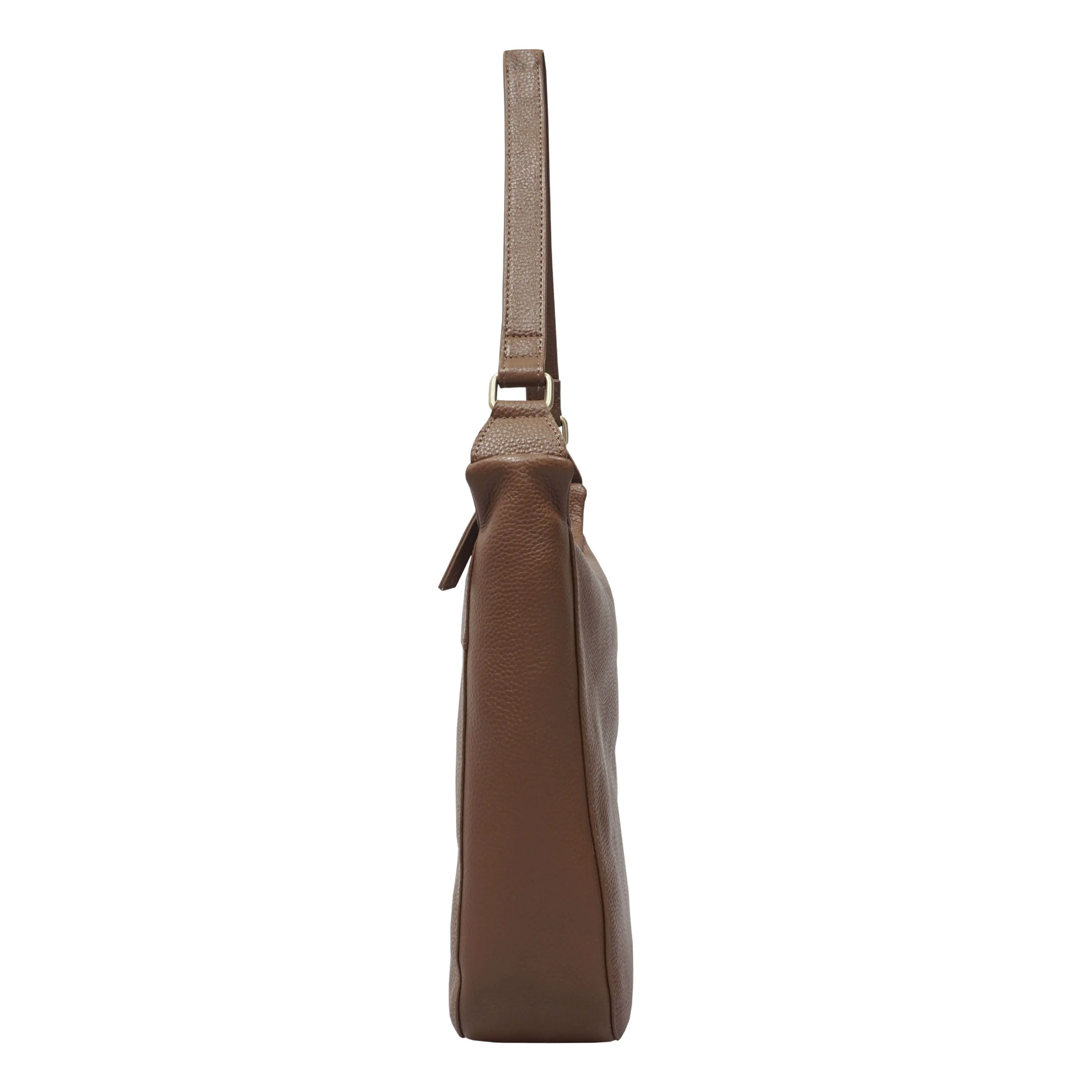 'BIANCA' Tan Pebble Grain Leather Slouchy Hobo Bag