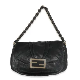 Black Crinkled Lambskin Mia Flap Bag