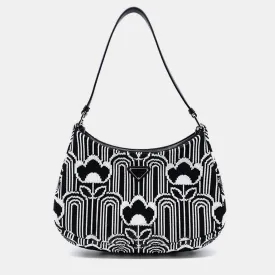 Black/White Jacquard Knit Cleo Bag