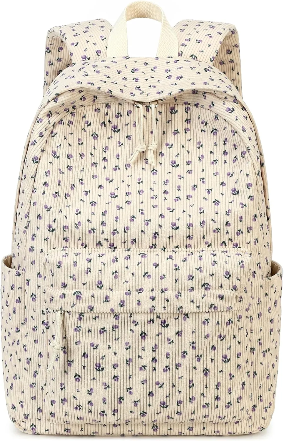 BTOOP School Backpack for Teens Large Corduroy Bookbag Lightweight Girls Boys Casual High School College 17 inch Laptop Travel Bag (B-Purple flower)