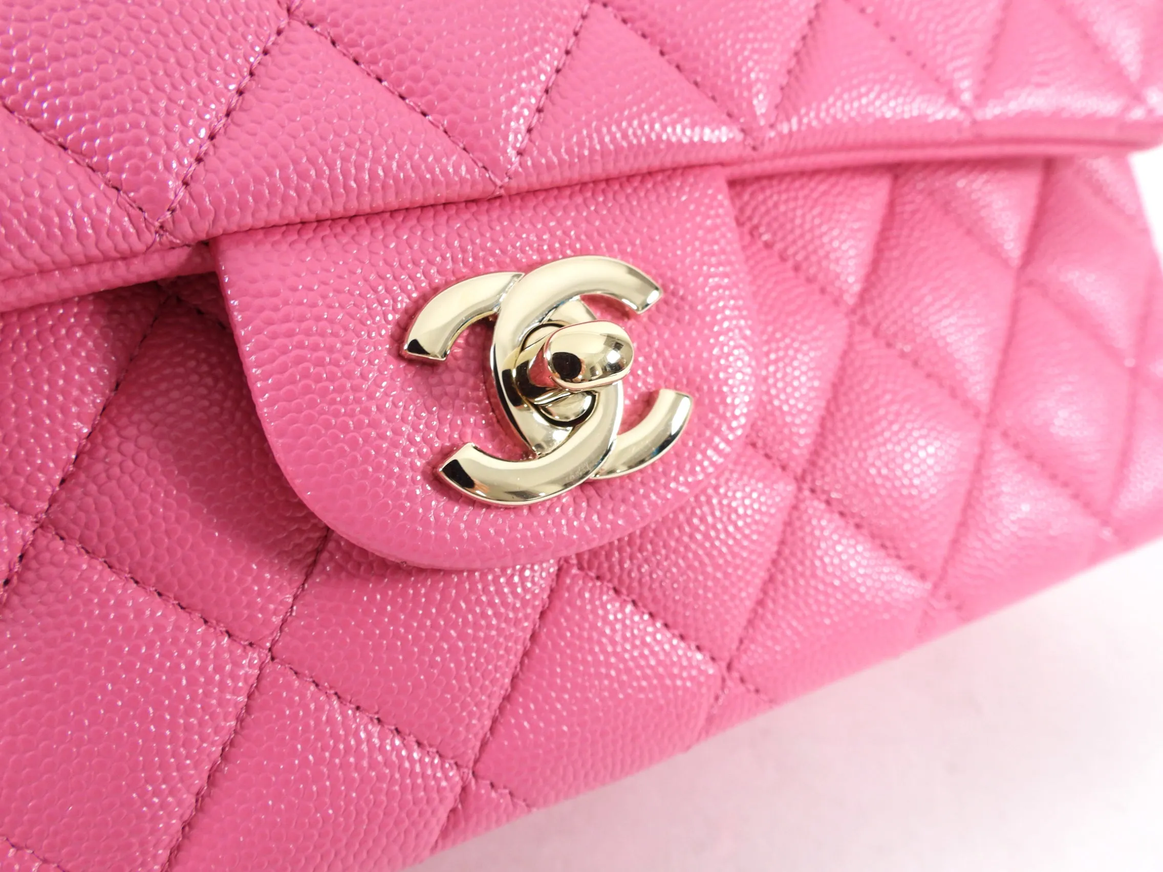 Chanel 2021 Small Pink Caviar Double Classic Flap Bag GHW