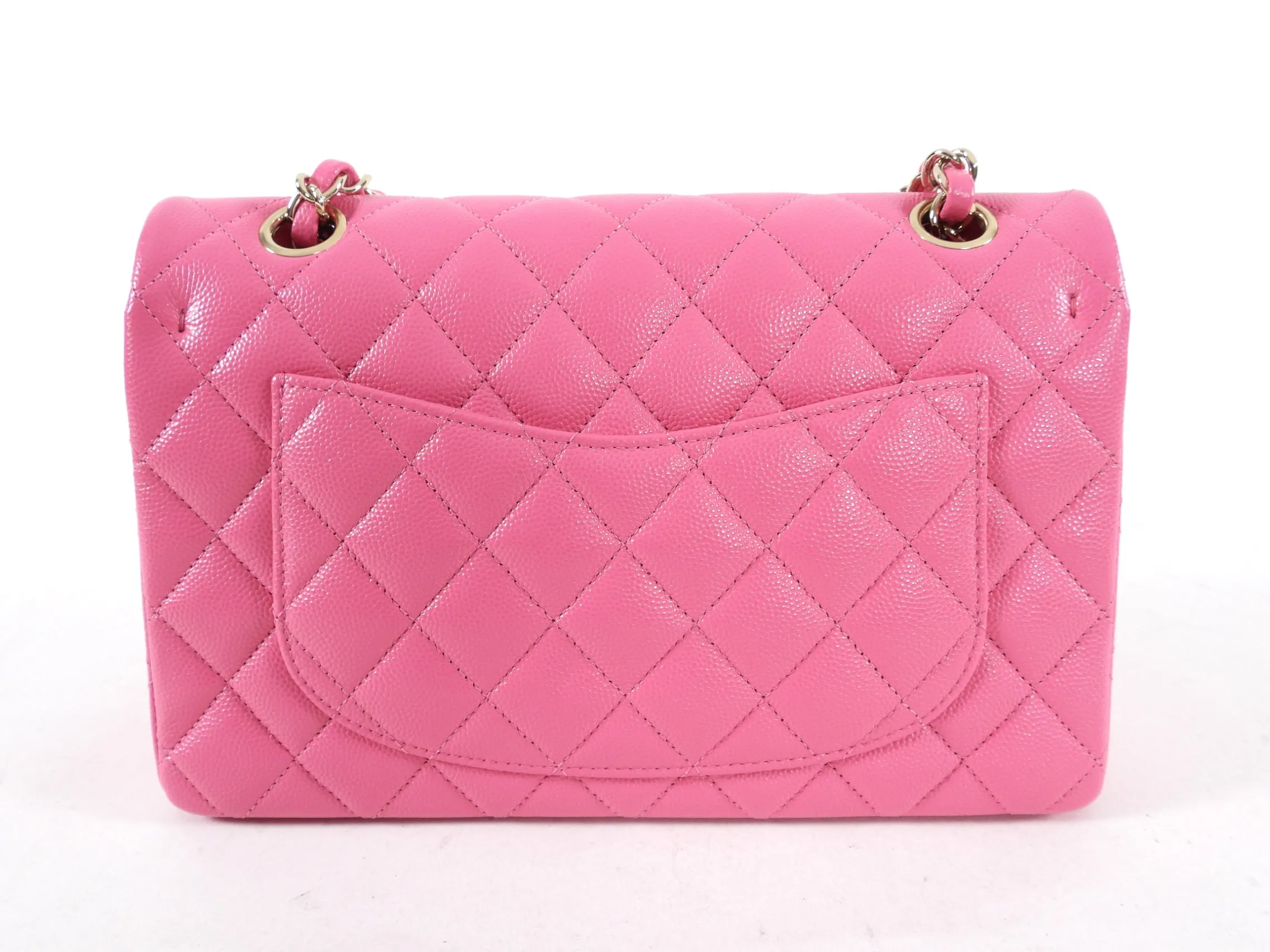 Chanel 2021 Small Pink Caviar Double Classic Flap Bag GHW