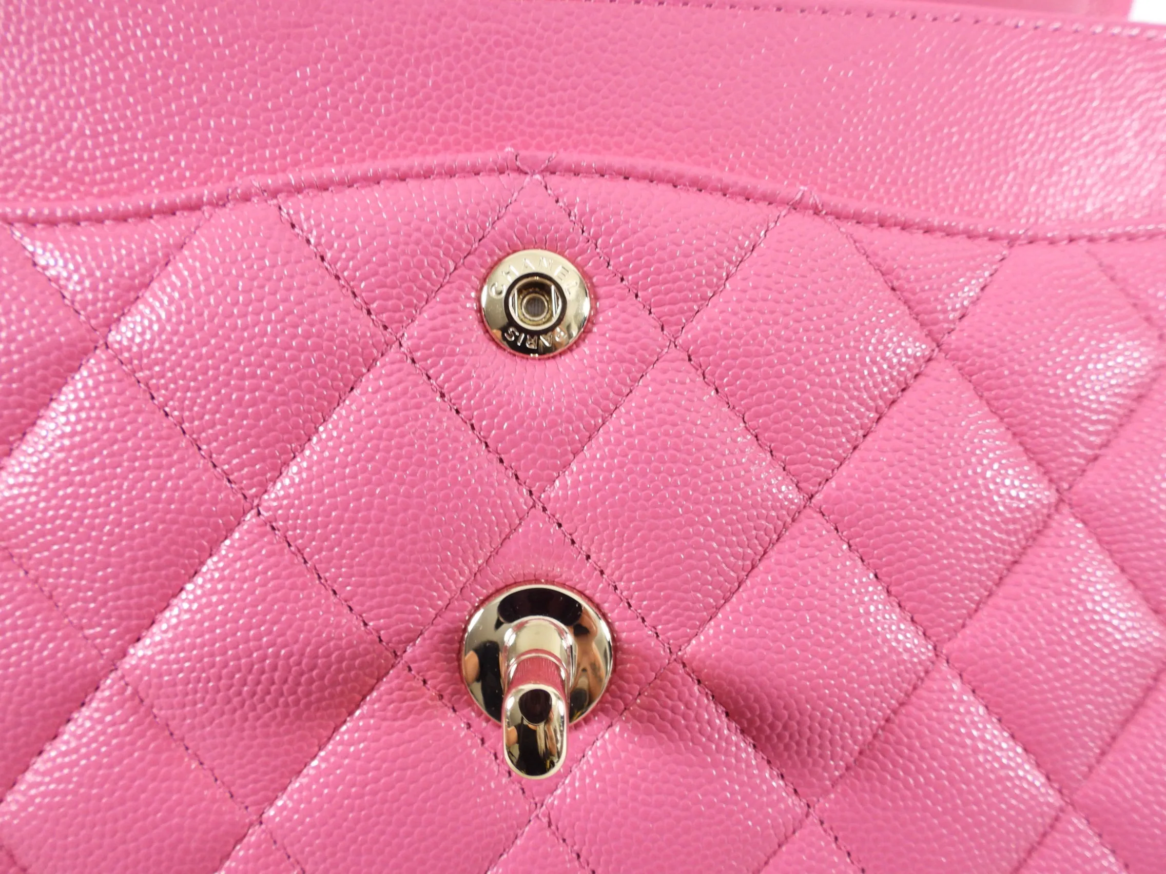 Chanel 2021 Small Pink Caviar Double Classic Flap Bag GHW