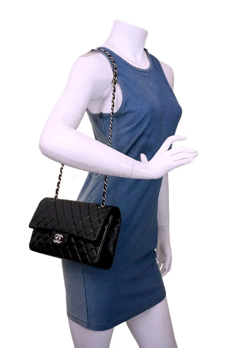 Chanel Black Lambskin Medium Classic Double Flap Bag SHW