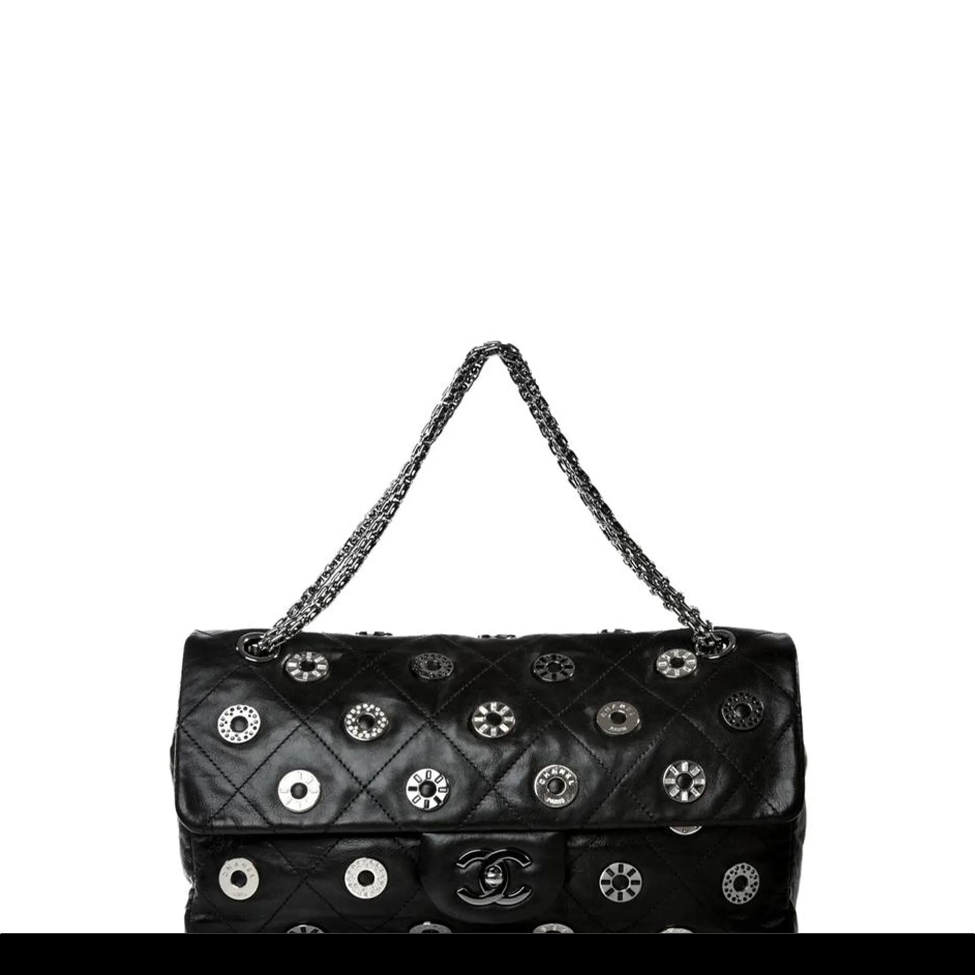 Chanel Classic Flap 2.55 Reissue Runway Rare Swarovski Lucky Charms Black Bag