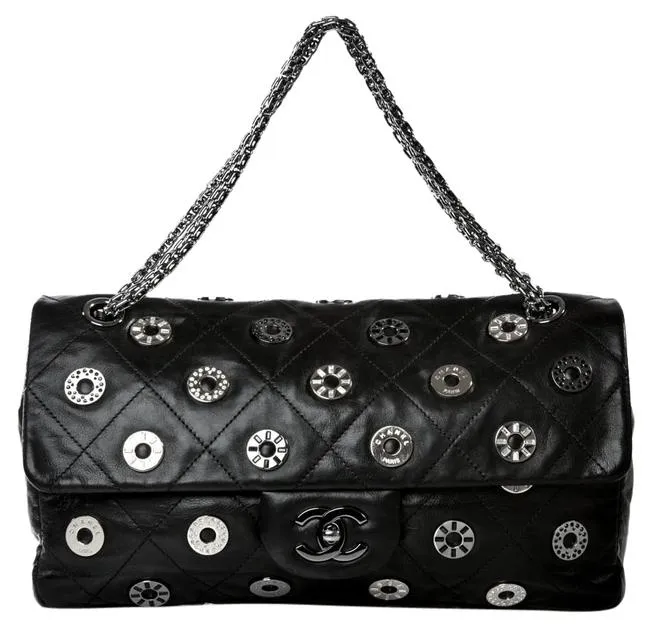 Chanel Classic Flap 2.55 Reissue Runway Rare Swarovski Lucky Charms Black Bag