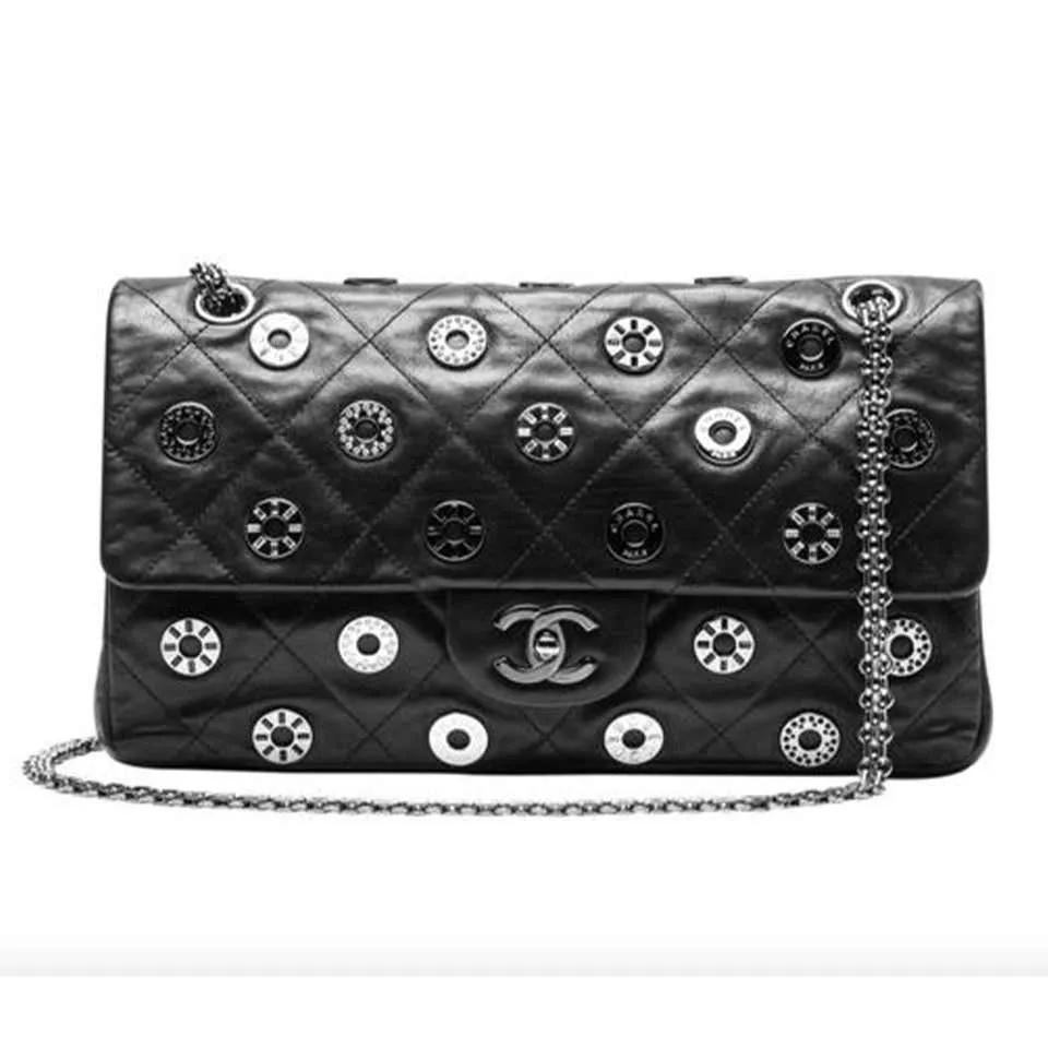 Chanel Classic Flap 2.55 Reissue Runway Rare Swarovski Lucky Charms Black Bag
