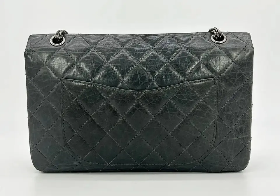 Chanel Grey Aged Calfskin Anniversary 2.55 Reissue 227 Double Flap Bag