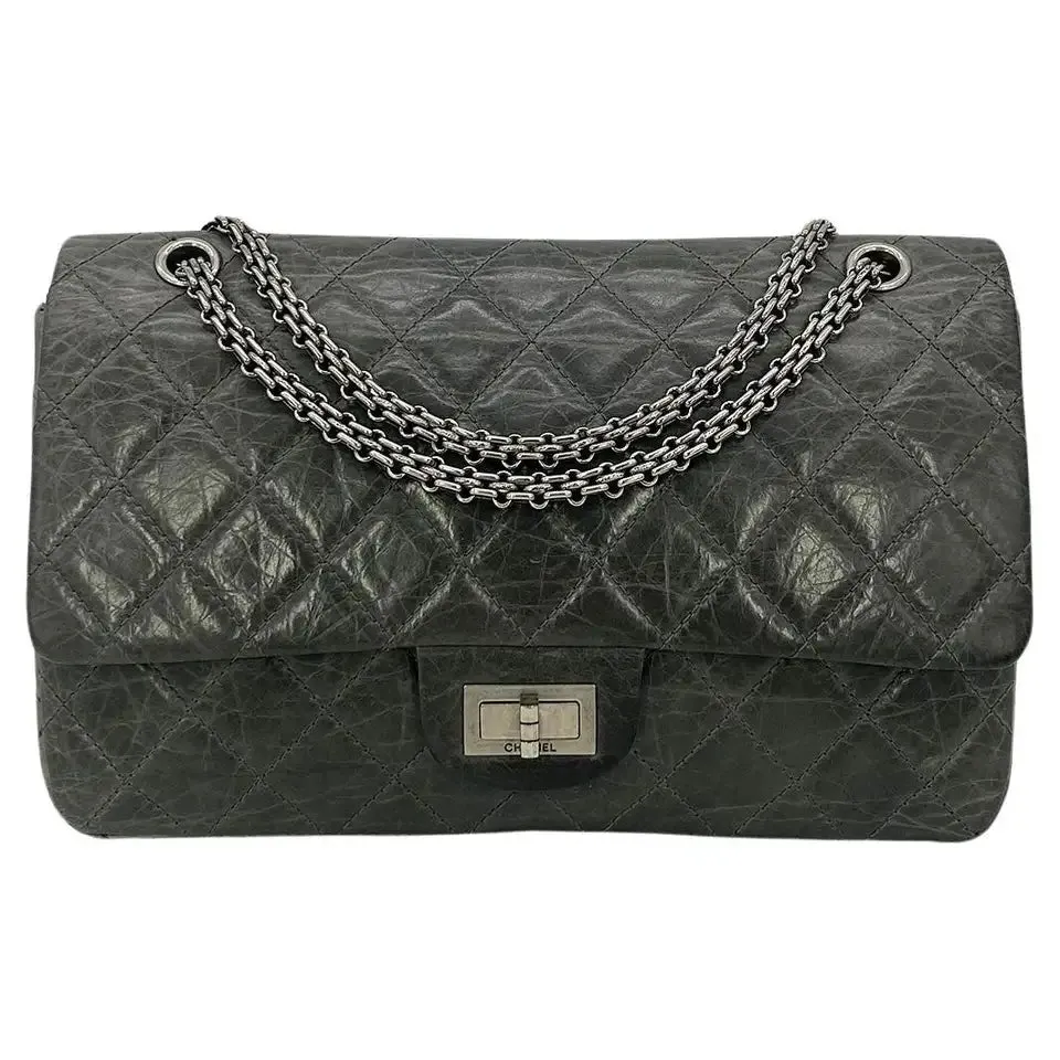 Chanel Grey Aged Calfskin Anniversary 2.55 Reissue 227 Double Flap Bag