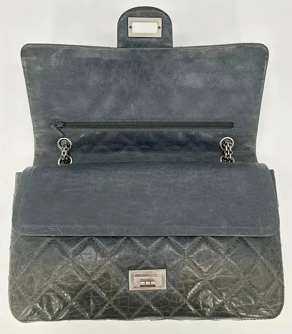 Chanel Grey Aged Calfskin Anniversary 2.55 Reissue 227 Double Flap Bag