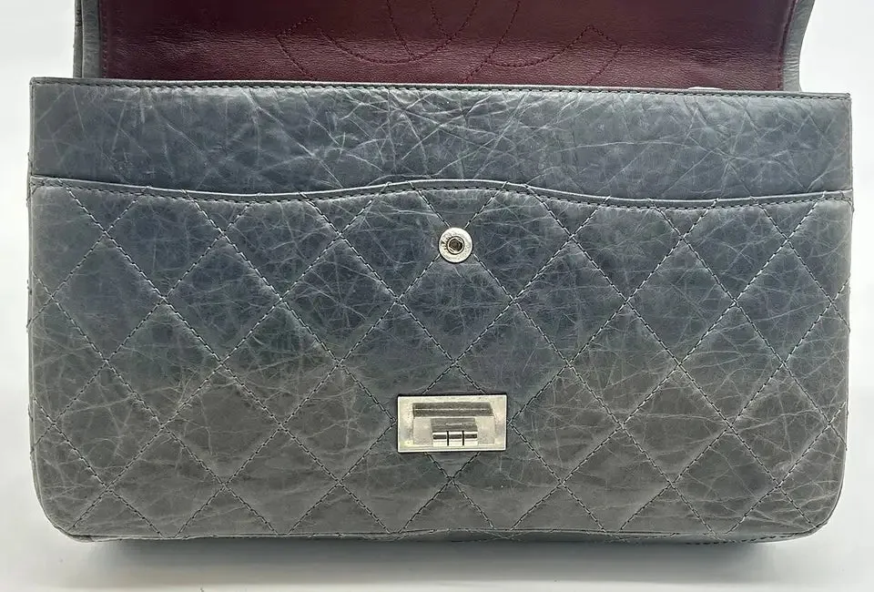 Chanel Grey Aged Calfskin Anniversary 2.55 Reissue 227 Double Flap Bag