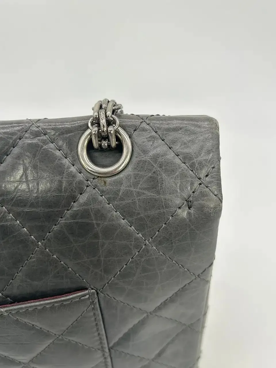 Chanel Grey Aged Calfskin Anniversary 2.55 Reissue 227 Double Flap Bag