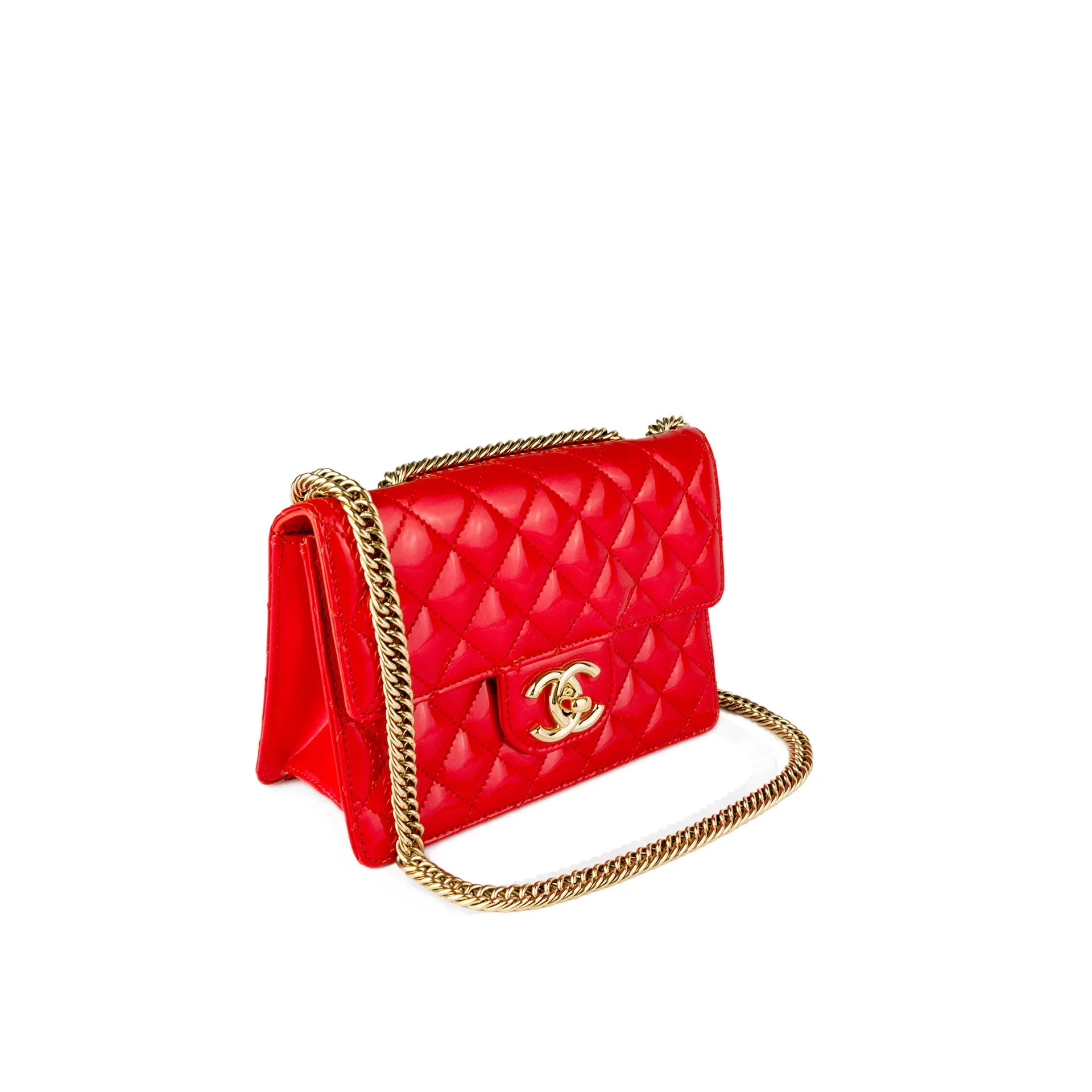 Chanel Rare Vintage Red Mini Patent Classic Flap