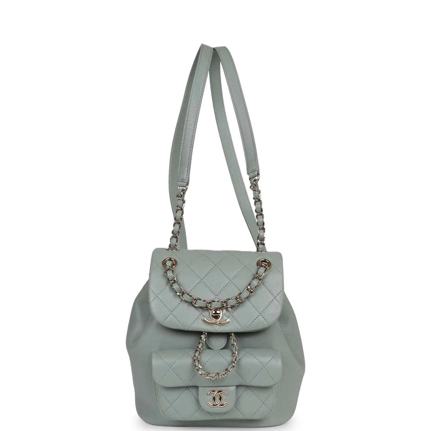 Chanel Small Duma Backpack Light Blue Lambskin Light Gold Hardware