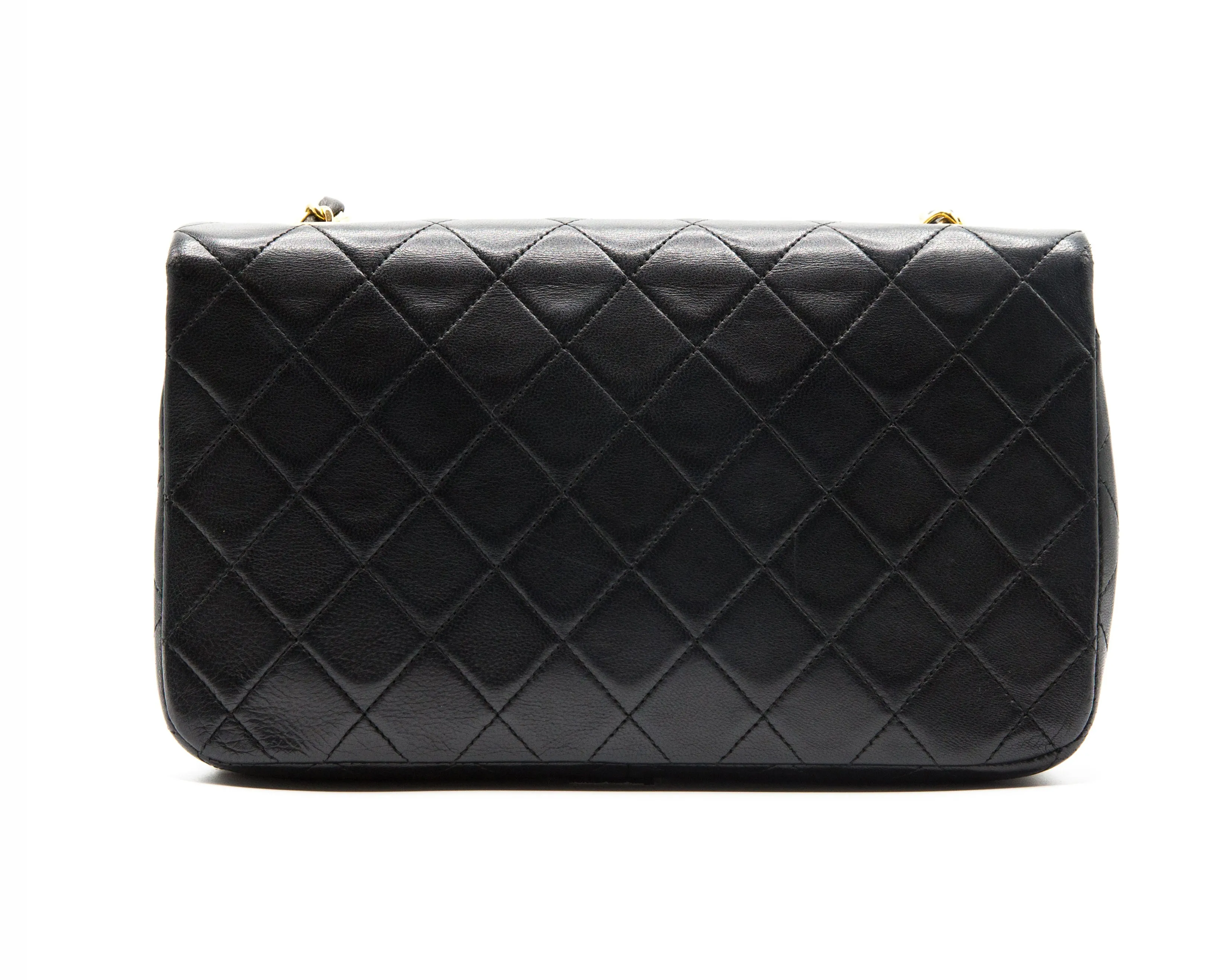 Chanel Vintage Black Lambskin Turnlock Classic Single Flap