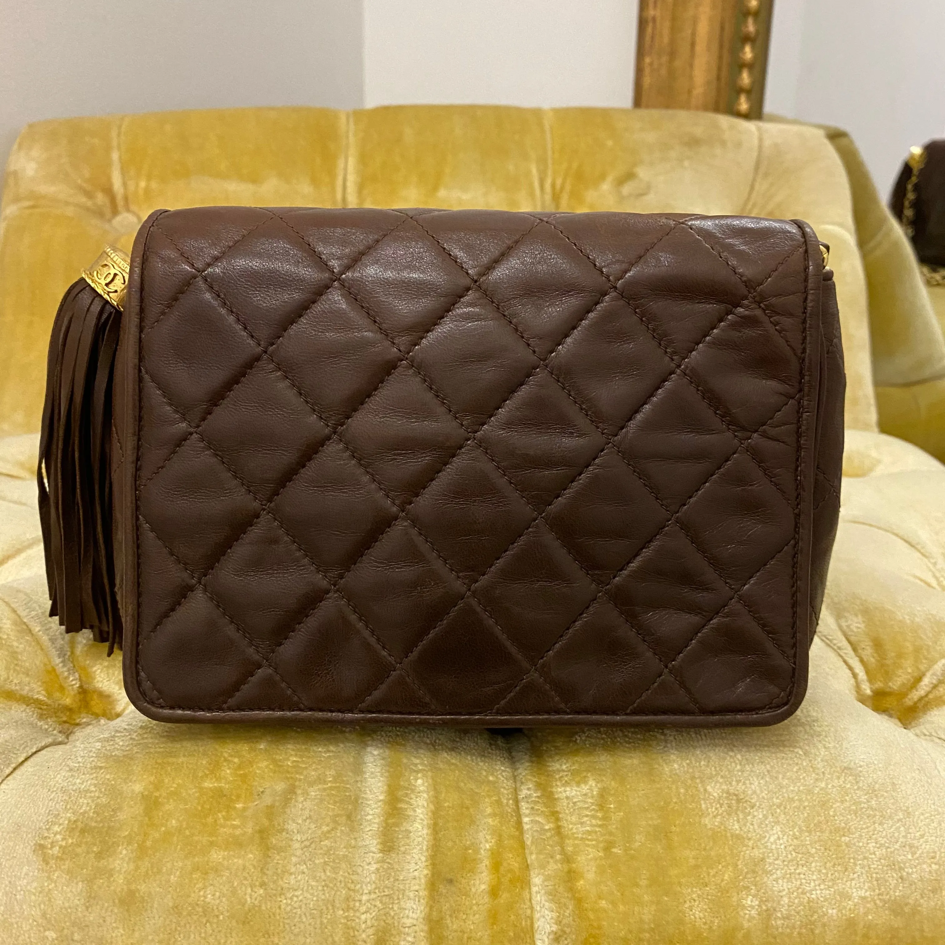 Chanel Vintage Chocolate Brown Tassel Flap Bag