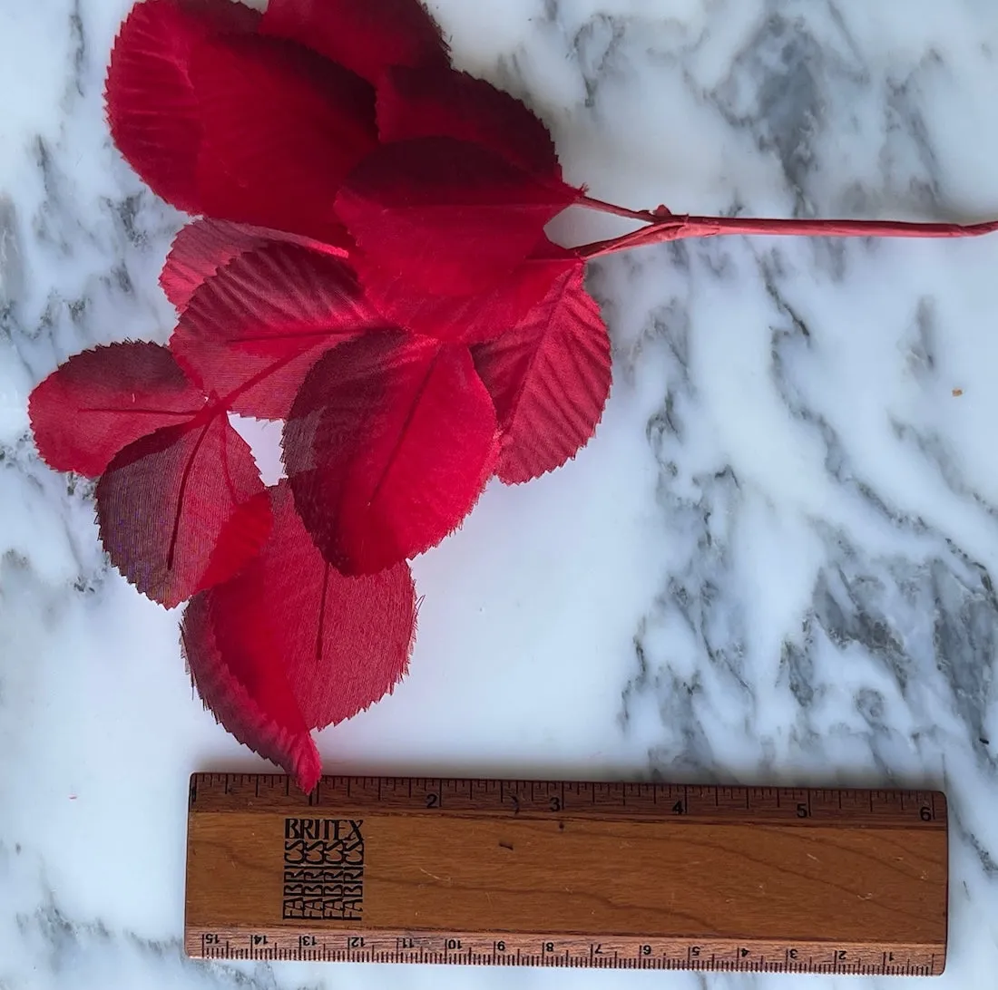 Chic Soot-Tipped Carmine Silk Leaves (Made in USA)