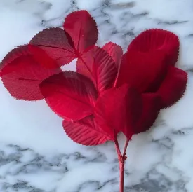 Chic Soot-Tipped Carmine Silk Leaves (Made in USA)