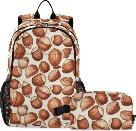 Chinese Chestnut Lightweight Backpack for Kids School Bookbag with Lunch Bag Set for School Outside Activities Travel