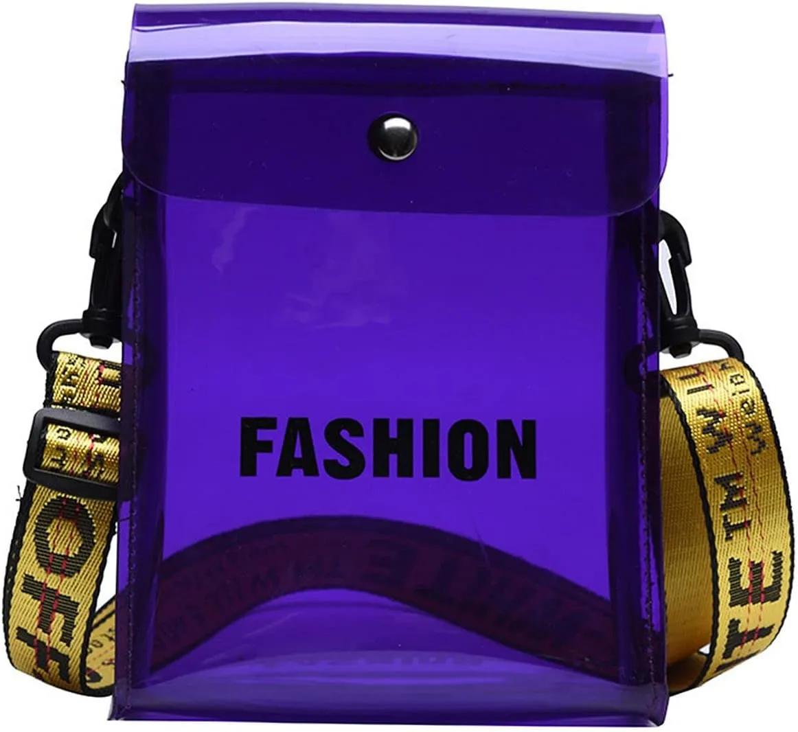 Clear Crossbody Bag Transparent Cell Phone Purse Small PVC Shoulder Bag Jelly Handbag with Adjustable Strap