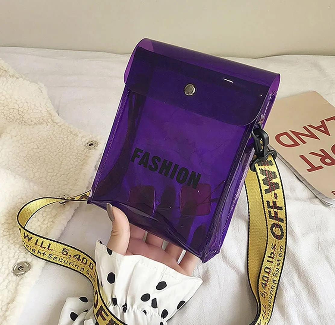 Clear Crossbody Bag Transparent Cell Phone Purse Small PVC Shoulder Bag Jelly Handbag with Adjustable Strap