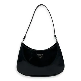 Cleo Shoulder Bag Black in Calfskin, Silver hardware