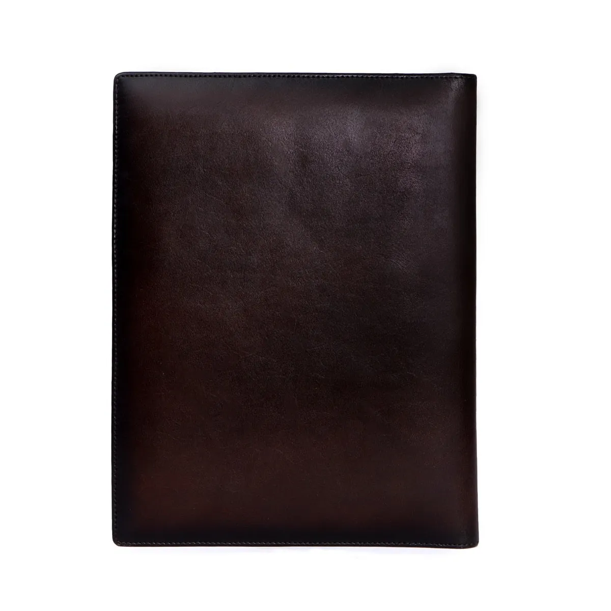 Dark Brown Bi-Fold File/Document Folder Multi Pockets Dark Burnished Effect Pattern By Brune & Bareskin