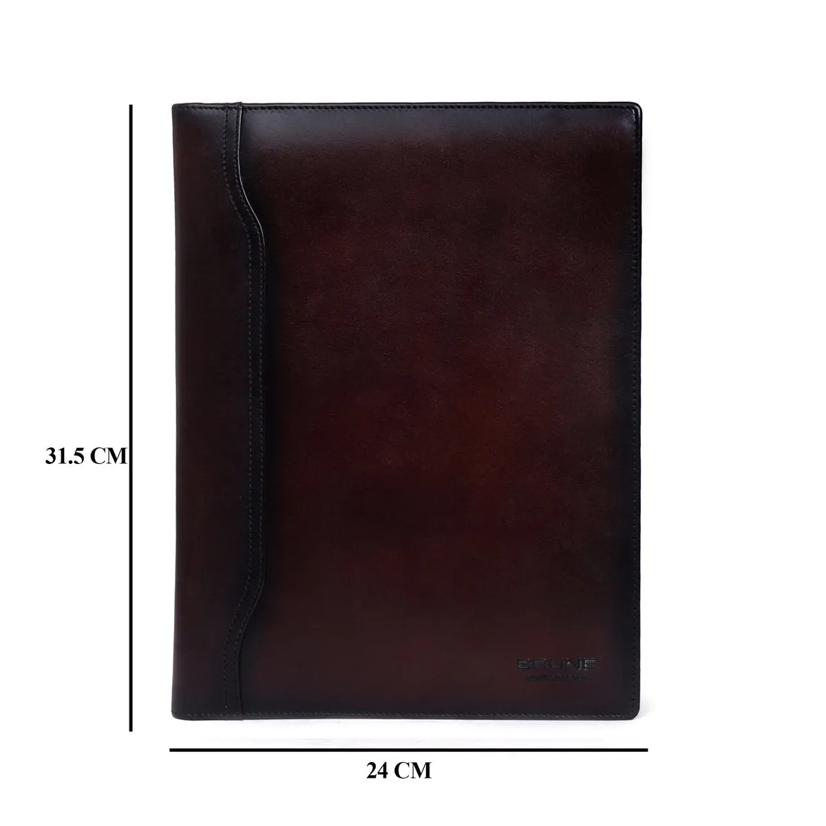 Dark Brown Bi-Fold File/Document Folder Multi Pockets Dark Burnished Effect Pattern By Brune & Bareskin