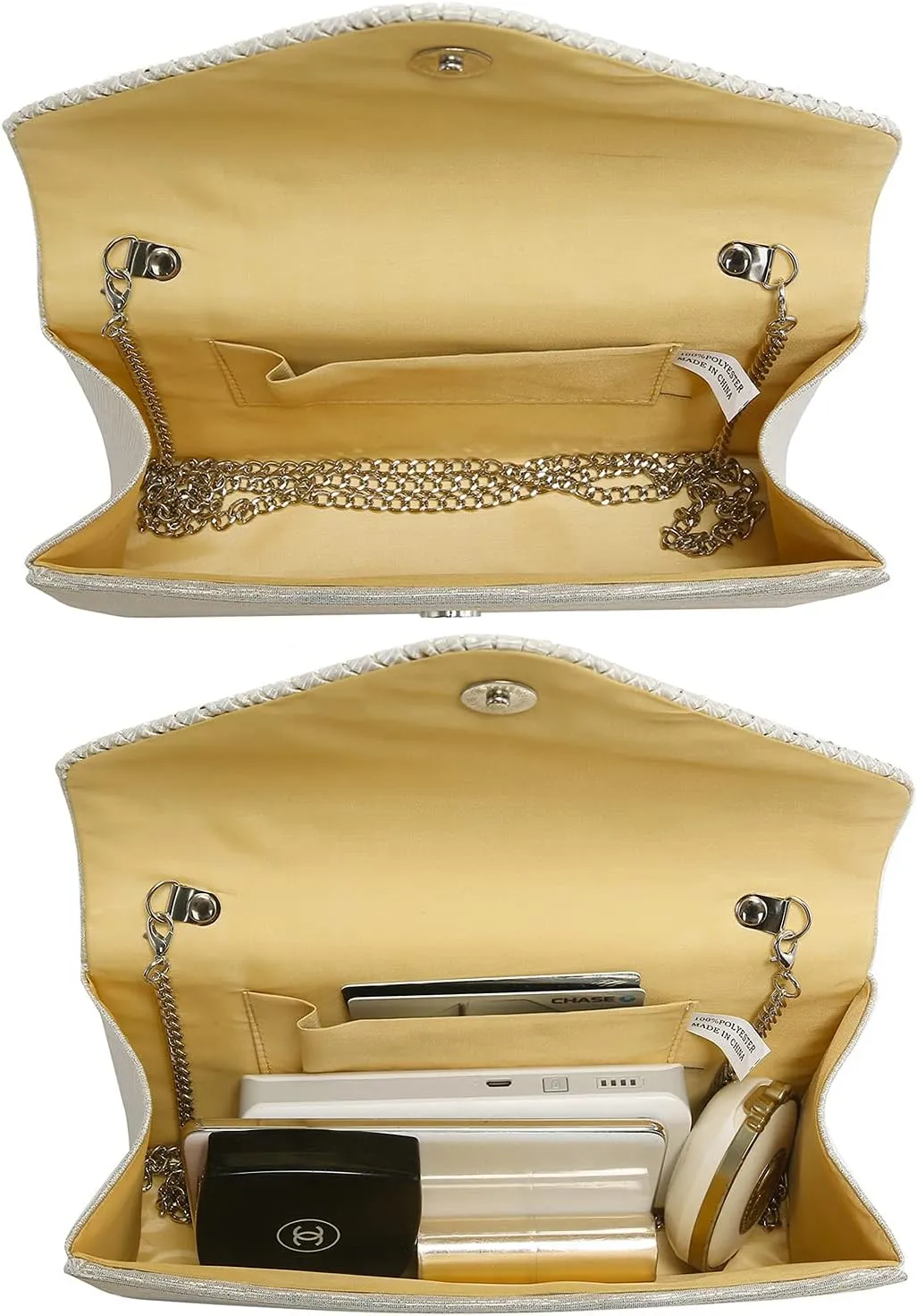 Dasein Ladies Frosted Satin Evening Clutch Purse Bag Crossbody Handbags Party Prom Wedding Envelope