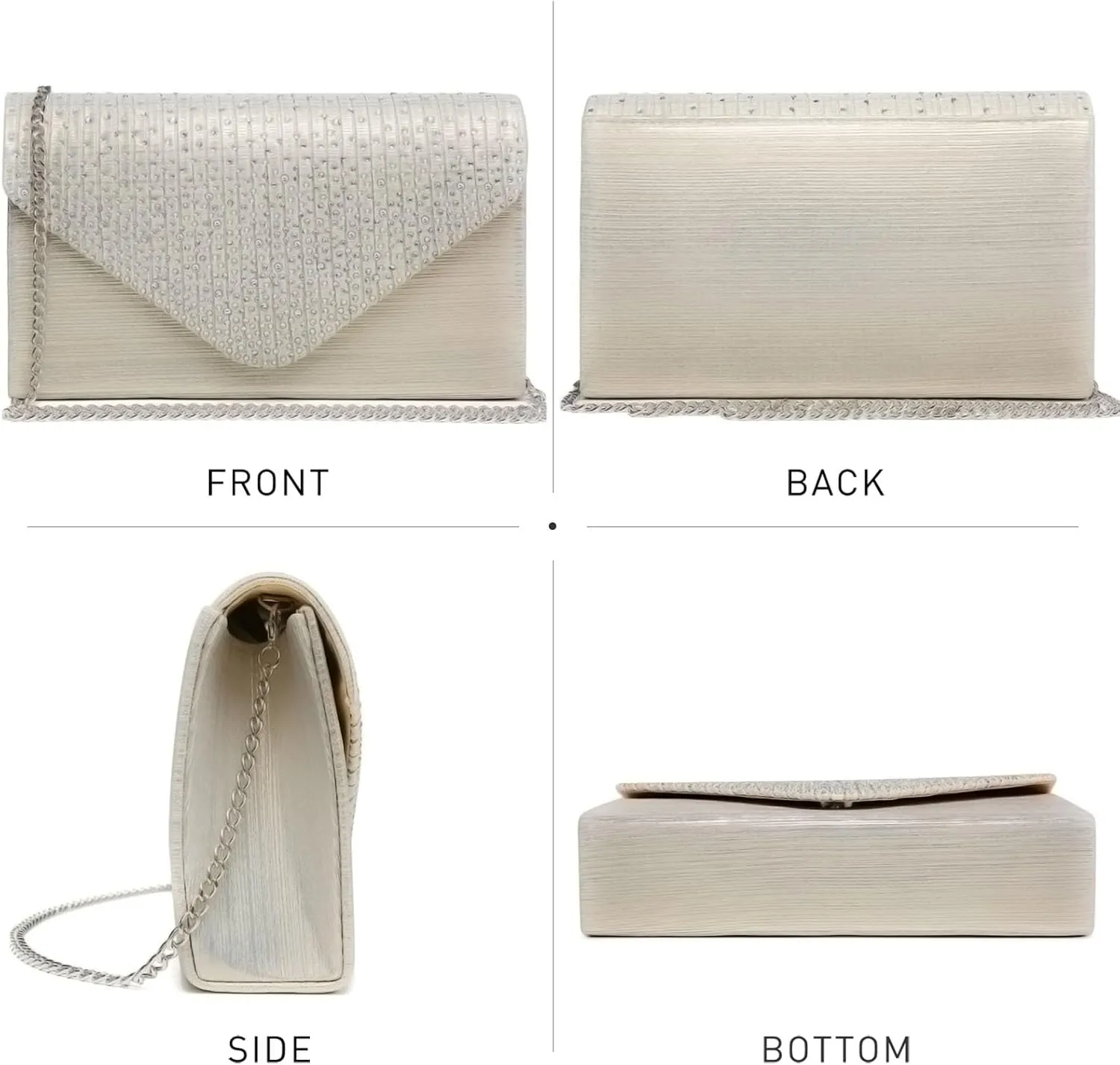 Dasein Ladies Frosted Satin Evening Clutch Purse Bag Crossbody Handbags Party Prom Wedding Envelope