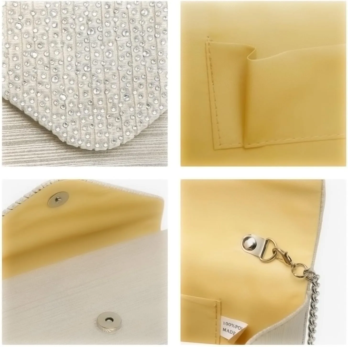 Dasein Ladies Frosted Satin Evening Clutch Purse Bag Crossbody Handbags Party Prom Wedding Envelope