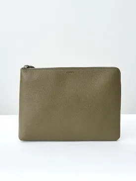Document Holder / Laptop Case - Dark Moss (grained leather)
