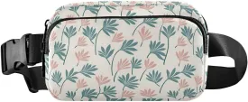 Fanny Pack Belt Bag for Women Pastel Green Palm Leaves Pattern Fashion Crossbody Bag Waist Pack Sling Backpack with Adjustable Strap