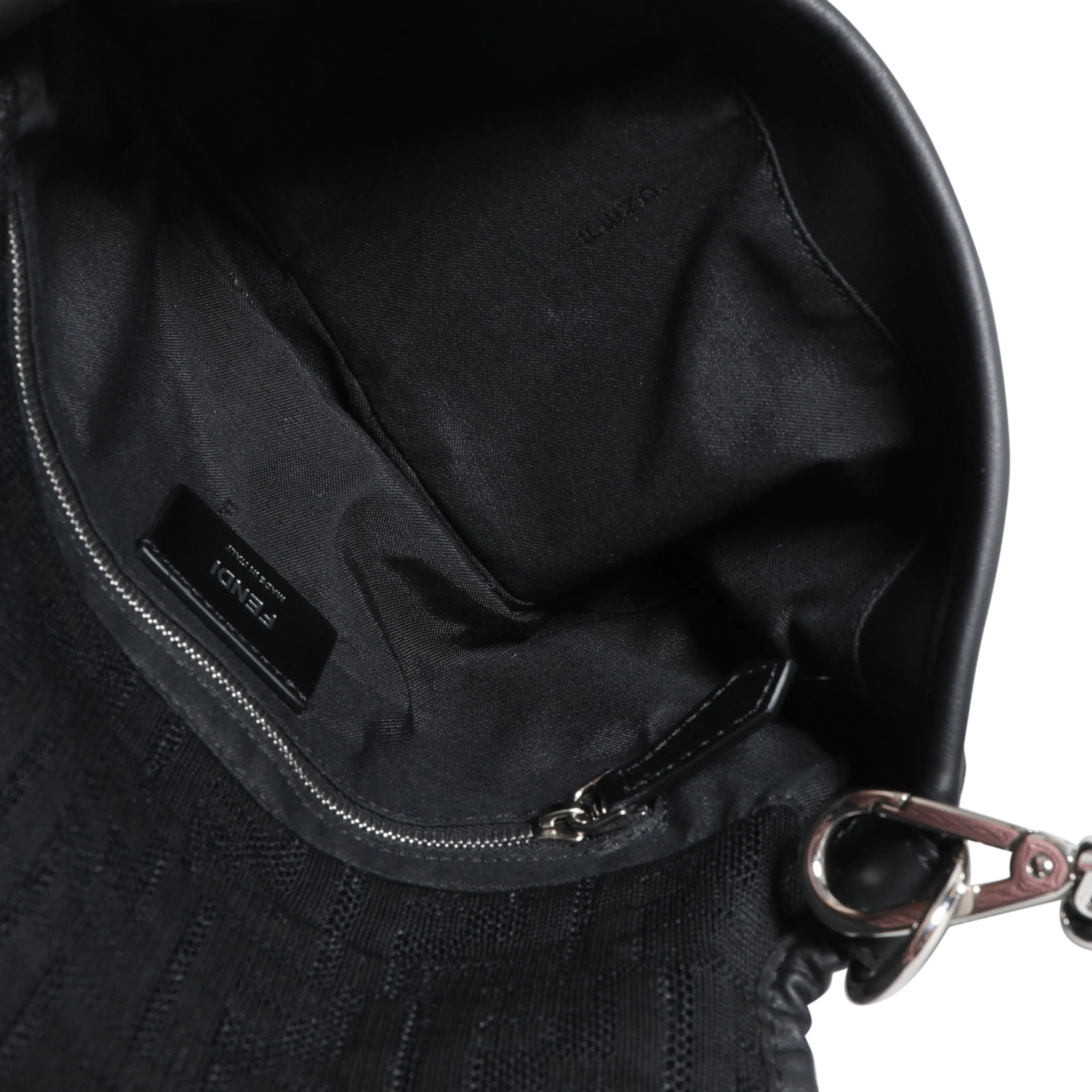 FENDI Black Neoprene & Leather Baguette Messenger Bag