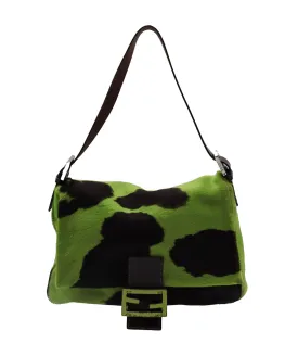 Fendi Ponyhair Mamma Baguette Green Large DXBS1933