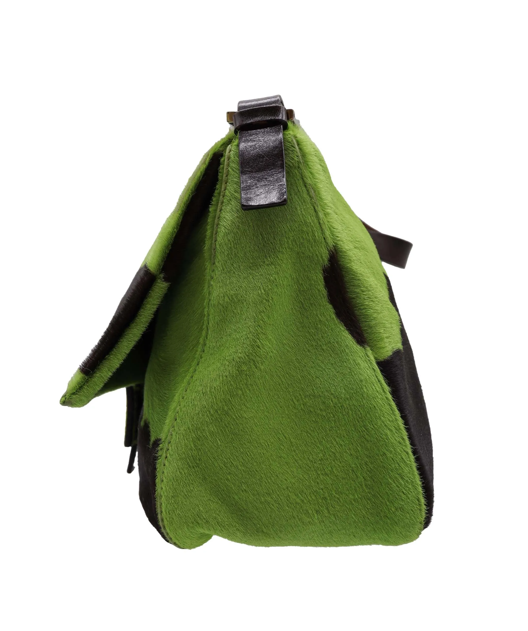 Fendi Ponyhair Mamma Baguette Green Large DXBS1933