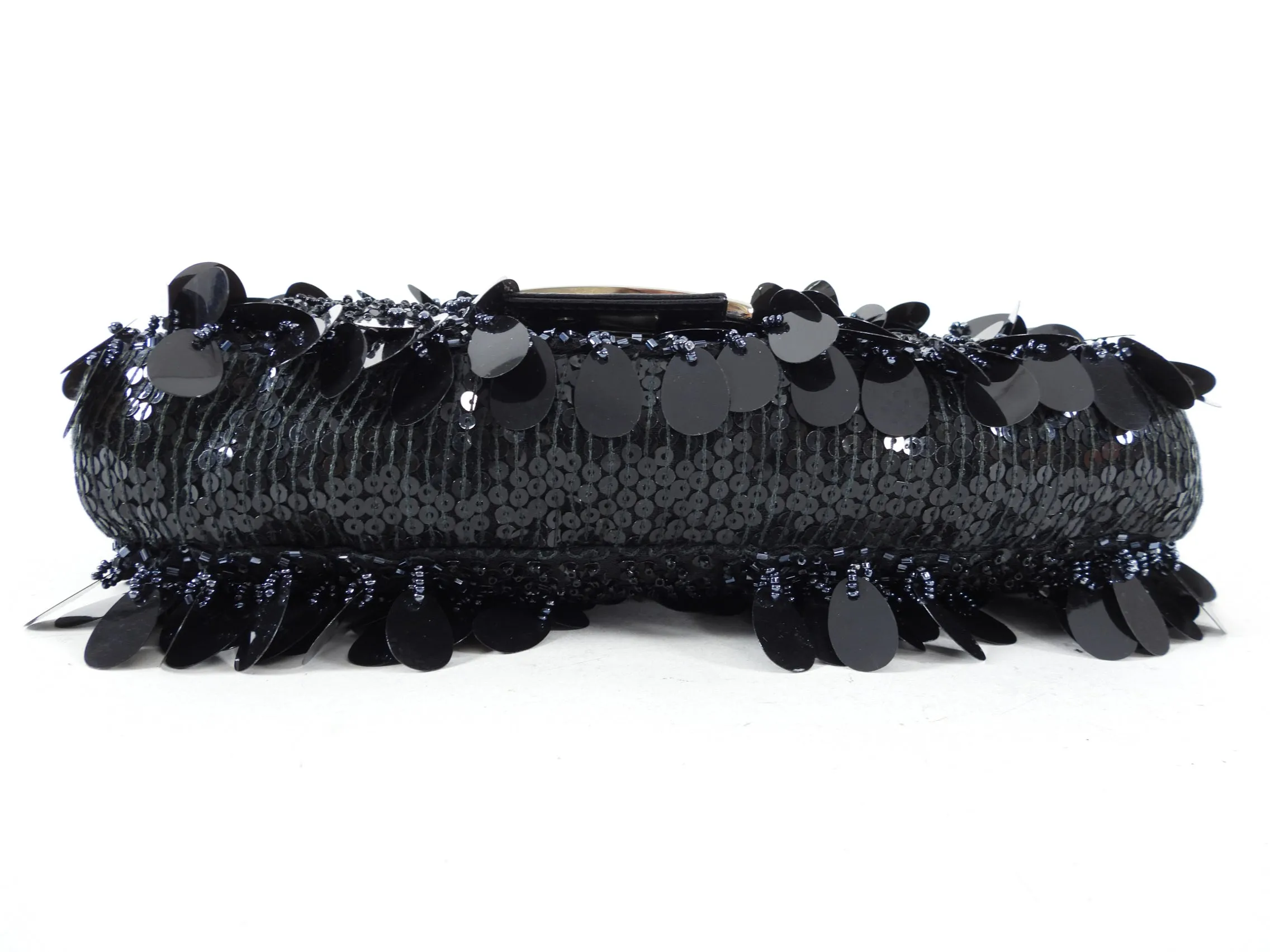 Fendi Vintage Black Bead Paillette Baguette Bag