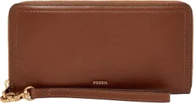 Fossil Women's Logan RFID-Blocking Zip Around Clutch Wallet with Wristlet Strap