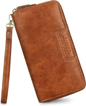 FT FUNTOR Wristlet Wallets for Women, Ladies PU Vegan Leather Clutch Wallet Zip around Phone Purse Card Holder Organizer