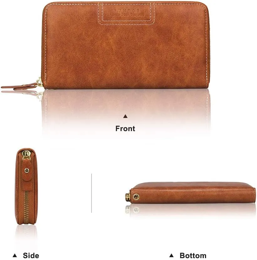 FT FUNTOR Wristlet Wallets for Women, Ladies PU Vegan Leather Clutch Wallet Zip around Phone Purse Card Holder Organizer
