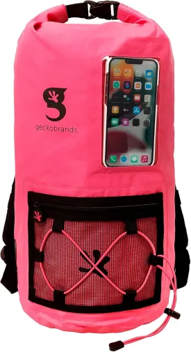 geckobrands Hydroner 20L Waterproof Dry Bag Backpack  Lightweight Roll-Top Bag with Clear Phone Pouch for Outdoor Activities