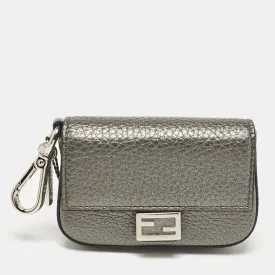 Grey Leather Nano Baguette Bag Charm