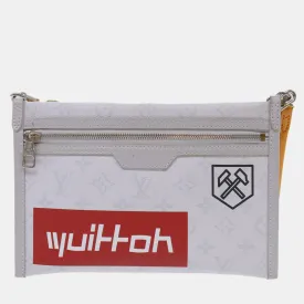 Grey Monogram Canvas Story Double Flat Messenger Bag