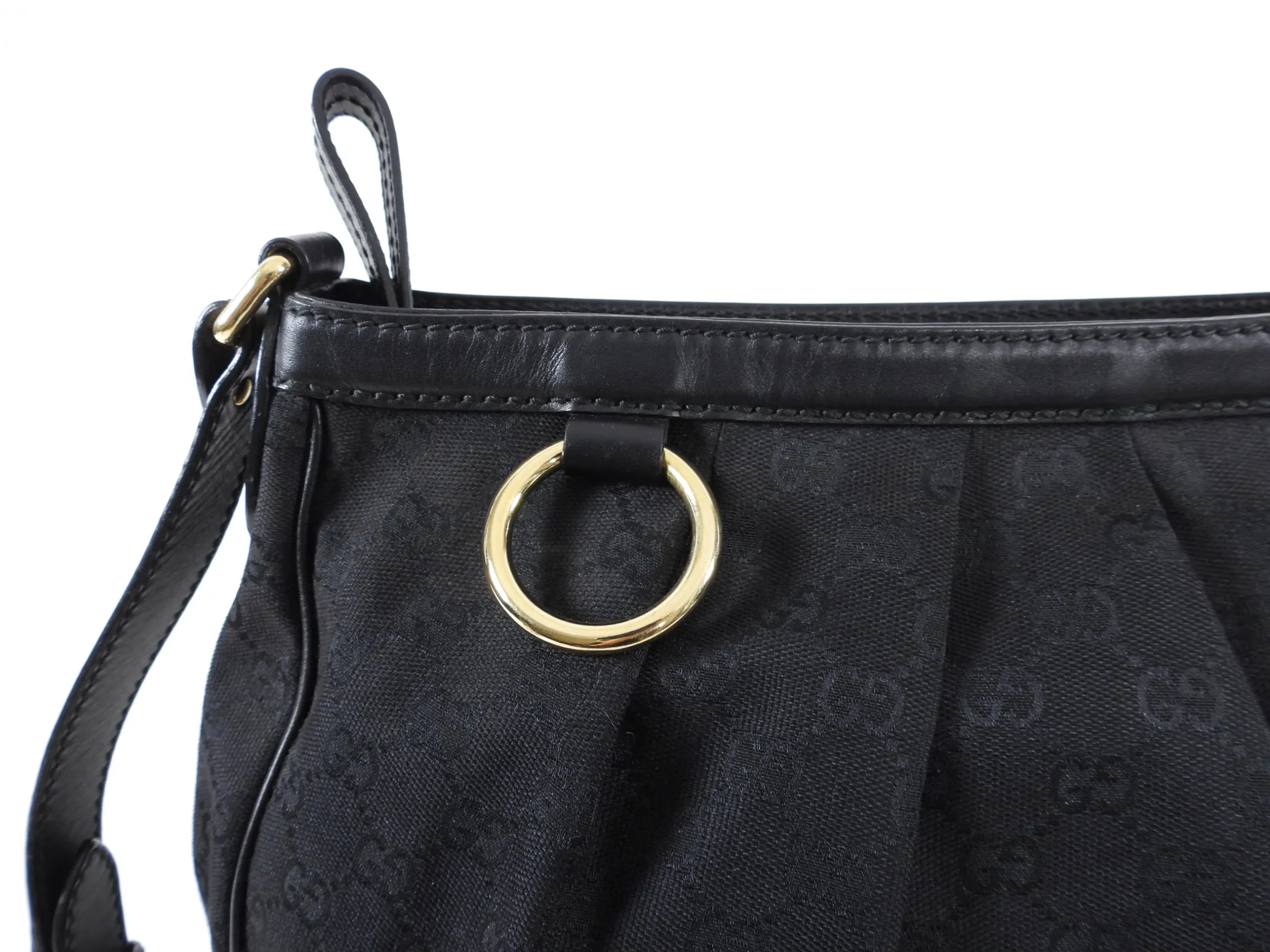 Gucci Black Monogram Canvas Sukey Messenger Shoulder Bag