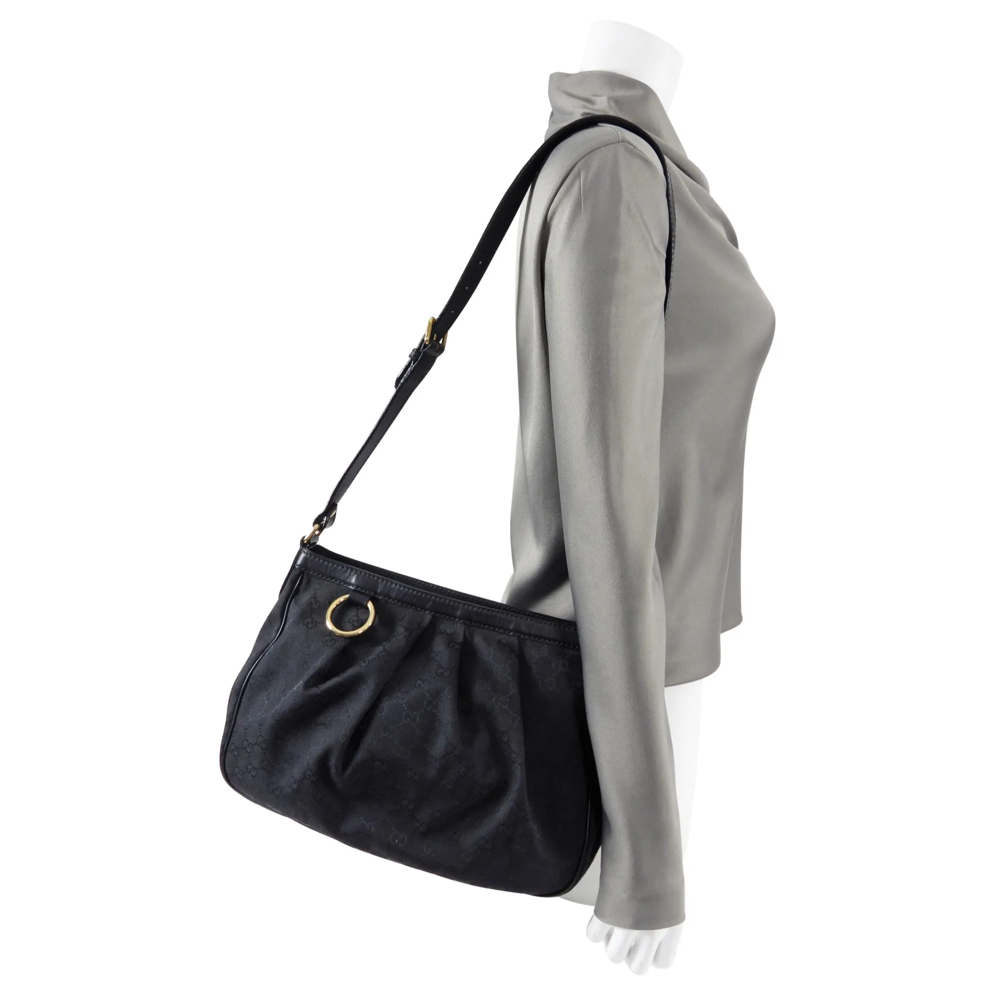 Gucci Black Monogram Canvas Sukey Messenger Shoulder Bag