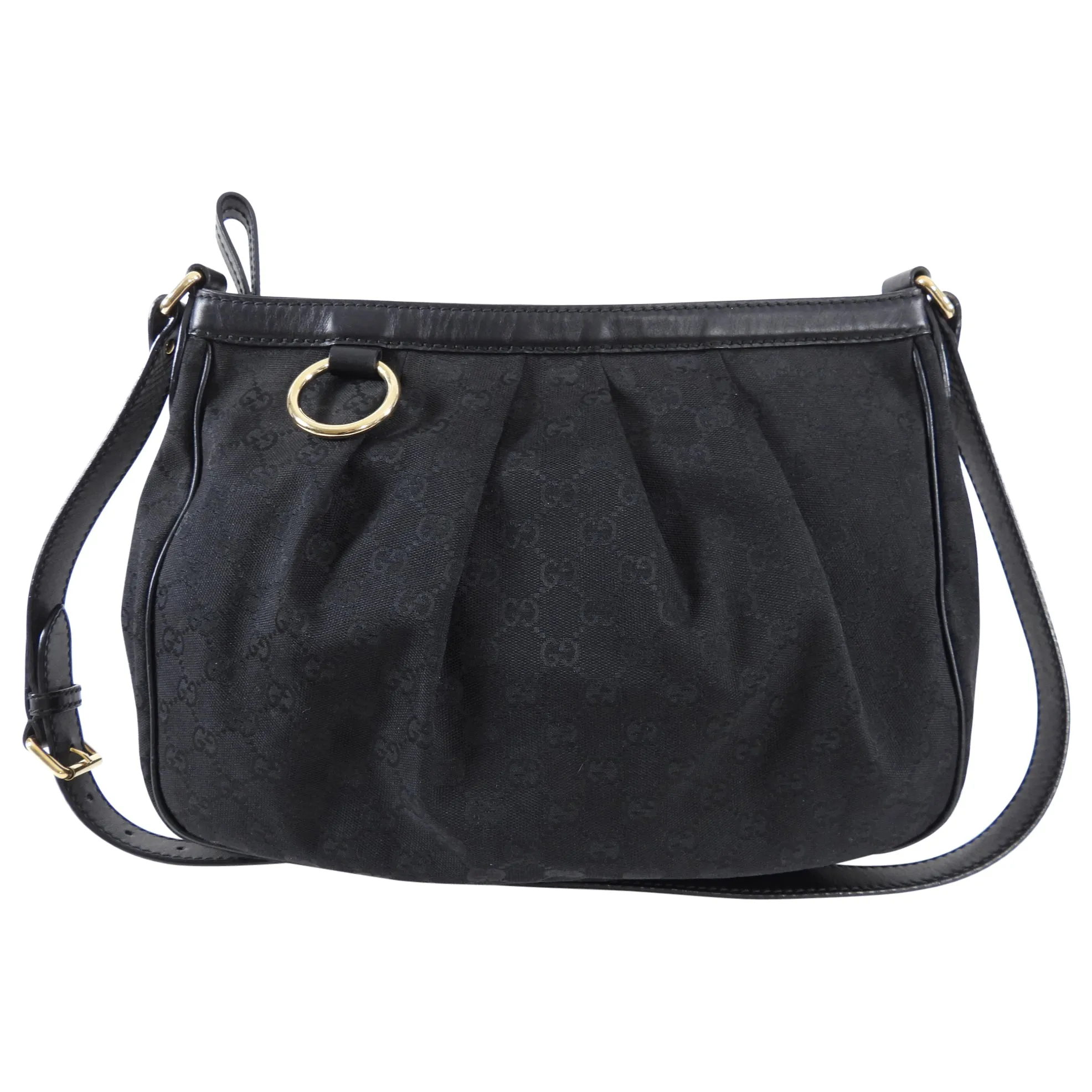 Gucci Black Monogram Canvas Sukey Messenger Shoulder Bag