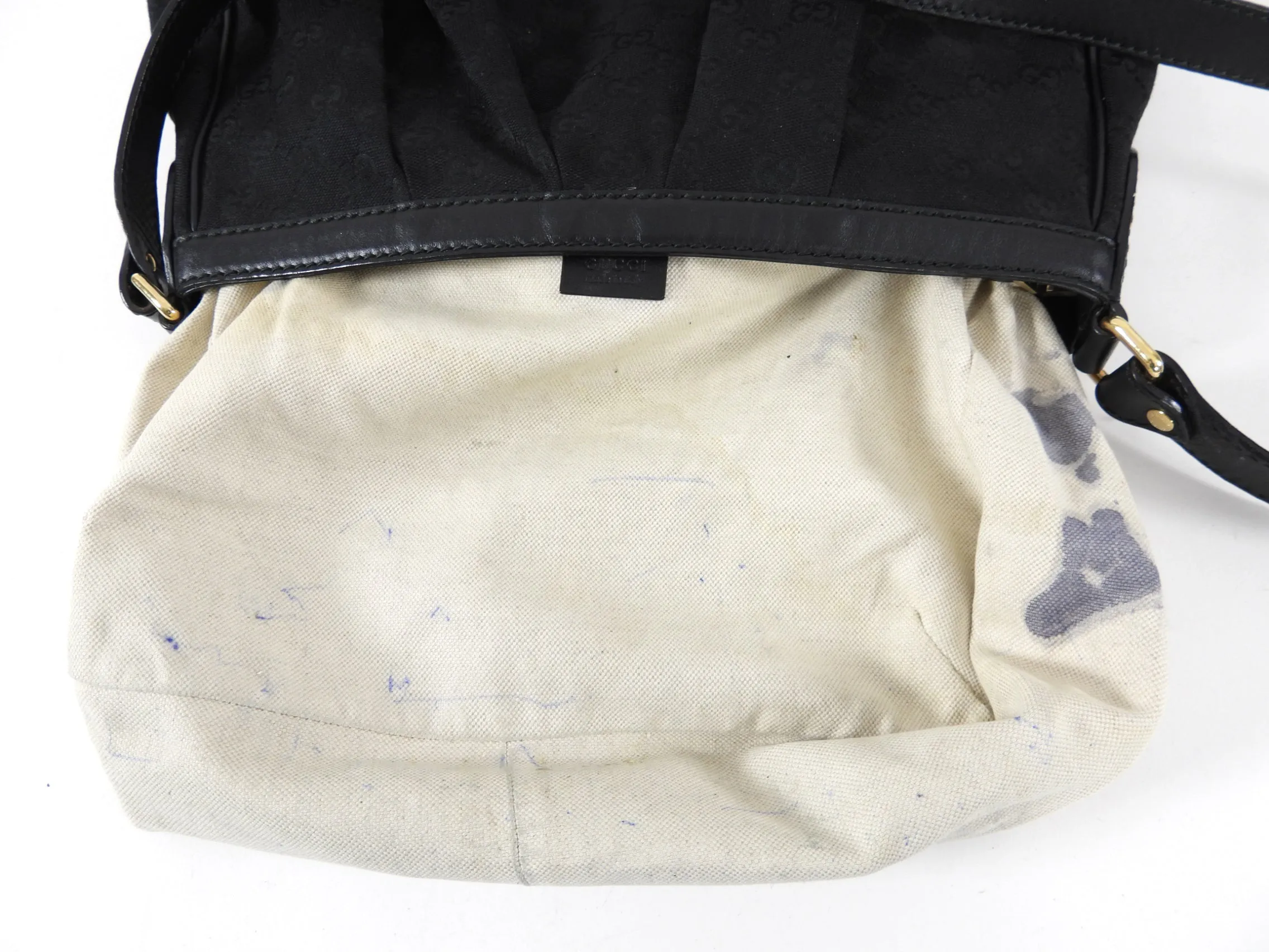 Gucci Black Monogram Canvas Sukey Messenger Shoulder Bag